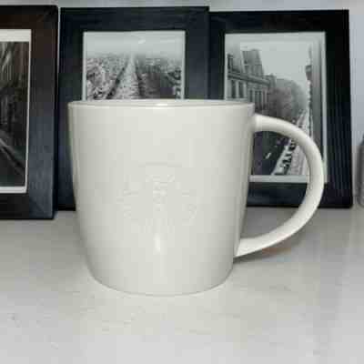 STARBUCKS 2010 White V Vente Mug Embossed Siren Mermaid Logo - 20 oz - EUC - Sold on eBay Jan, 19th 2020 for $20.20