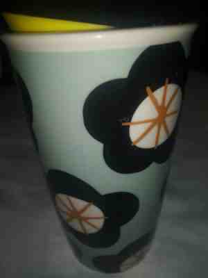 Rare Starbucks Ceramic Travel Mug Spring Black Flowers  Blossom  - Sold on eBay Jan, 19th 2020 for $24.95