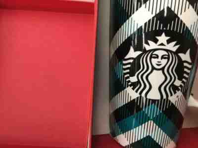 Starbucks Coffee Tea Mug 16 oz Plaid Siren Mermaid 2015 Teal Black White Cup NIB - Sold on eBay Jan, 19th 2020 for $29.99