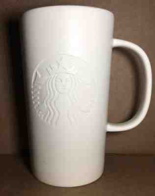 Starbucks Mug 2014 White Cream Siren Mermaid Tall Matte Finish Embossed Mug 16oz - Sold on eBay Jan, 19th 2020 for $24.99