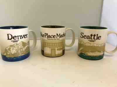 Starbucks Global Icon 16 oz Coffee lot 3 Seattle Pike's Place Denver - Sold on eBay Jan, 19th 2020 for $59.99