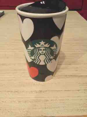 Starbucks Limited Edition 12oz Mug 2015 Travel Tumbler White Black One Red Heart - Sold on eBay Jan, 19th 2020 for $18.95