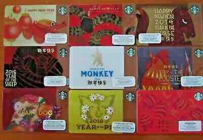 STARBUCKS LOT 9 CHINESE NEW YEAR GIFT CARDS NEW UNUSED UNLOADED 2012-2020 CANADA - Sold on eBay Jan, 19th 2020 for $19.99
