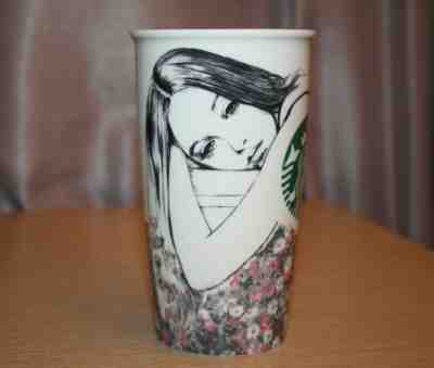 STARBUCKS Coffee Charlotte Ronson Ceramic Travel Cup Mug 12 fl oz 2013 EUC - Sold on eBay Jan, 18th 2020 for $29.61