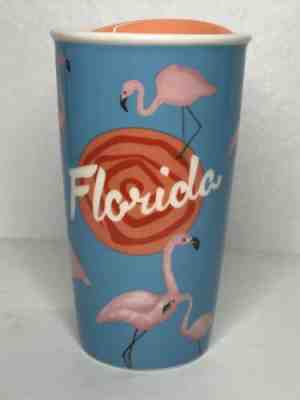 Starbucks Florida Ceramic Tumbler Mug Cup Blue Pink Flamingos Dot Collection - Sold on eBay Jan, 18th 2020 for $20.00