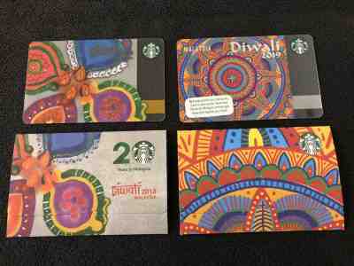 Starbucks Malaysia 2019 & 2018 Diwali Deepavali Gift Cards with Sleeves LE - Sold on eBay Jan, 22nd 2020 for $23.97