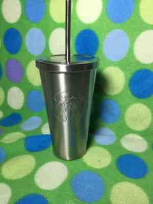 STARBUCKS SILVER SHINY COLD CUP LOGO RARE STAINLESS STEEL TUMBLER 24 fl oz - Sold on eBay Jan, 22nd 2020 for $24.99