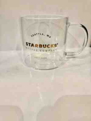 Starbucks 2016 CLEAR Glass GOLD Lettering 18 oz 532 ml Coffee Mug Cup - Sold on eBay Jan, 21st 2020 for $30.00