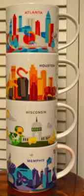 Starbucks You Are Here Atlanta Wisconsin Houston Memphis Coffee 4 Cup Lot NICE! - Sold on eBay Jan, 21st 2020 for $49.99