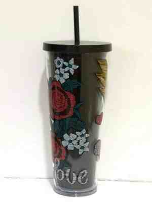 STARBUCKS Black Valentines Love Hearts and Roses Cold Cup 2019 NEW SALE - Sold on eBay Jan, 21st 2020 for $33.63