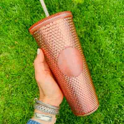 Starbucks Venti Tumbler Studded Rose Pink Iridescent Textured SKU Summer 2019 - Sold on eBay Jan, 21st 2020 for $65.00