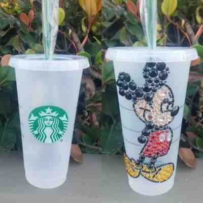 STARBUCKS REUSABLE CUP TUMBLER MICKEY MOUSE RHINESTONES NEW  - Sold on eBay Jan, 21st 2020 for $19.95