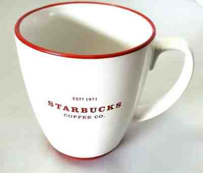 Starbucks 2008 Est 1971 Abbey Logo Coffee Cup Large Mug White Red 16 OZ - Sold on eBay Jan, 21st 2020 for $22.95