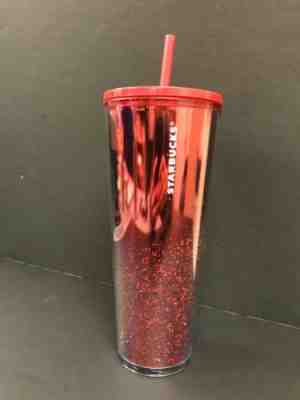 Starbucks red glitter tumbler reusable cold cup 24oz  valentine, Holiday - Sold on eBay Jan, 21st 2020 for $18.95
