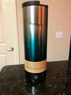 NWT Starbucks vacuum insulated tumbler Teal Silver Gradient 20oz Venti Hot - Sold on eBay Jan, 21st 2020 for $26.00