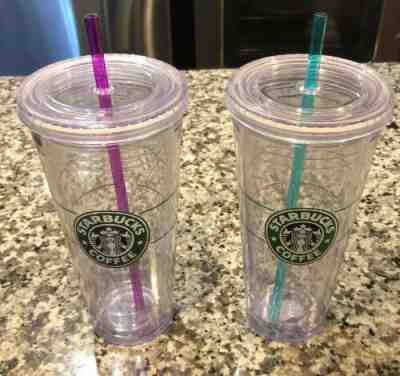 (2) Starbucks Venti Clear Double Wall Acrylic Cold Cup Tumbler 24 oz - Sold on eBay Jan, 21st 2020 for $25.00