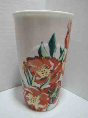 2015 Starbucks Red Flowers Ceramic Tumbler 10 oz Travel Cup w Lid - Sold on eBay Jan, 21st 2020 for $22.00