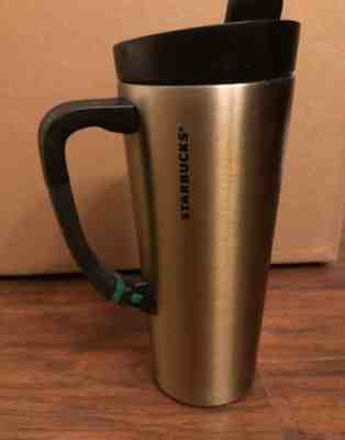 2013 Starbucks Stainless Steel Gold Copper Travel Mug/Tumbler Buckle Handle - Sold on eBay Jan, 21st 2020 for $39.95