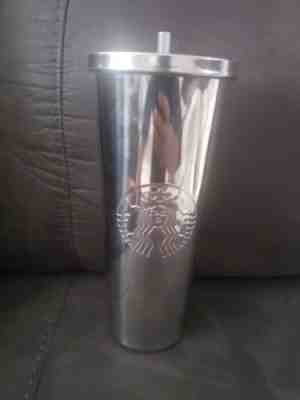 STARBUCKS 24 oz. Stainless Steel Venti cold cup mirror with clear straw New  - Sold on eBay Jan, 21st 2020 for $22.99
