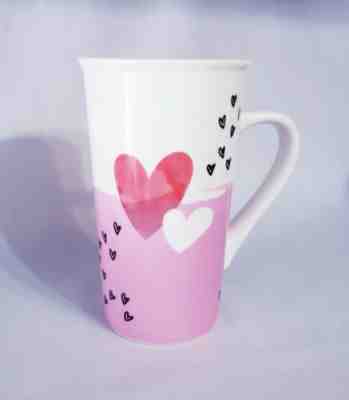 Starbucks Pink & White Hearts Tall Handled Coffee Mug Cup 16oz 2017 Painted Love - Sold on eBay Jan, 21st 2020 for $19.76
