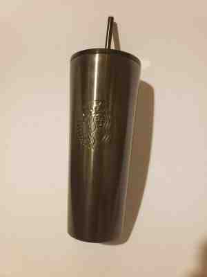 NEW STARBUCKS COLD CUP SILVER/BLACK GLITTER STAINLESS STEEL TUMBLER 24 fl oz - Sold on eBay Jan, 21st 2020 for $19.99