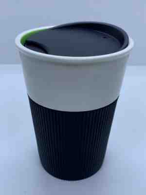 STARBUCKS 2012 Bone China 8 oz Travel Tumbler w/ Black Silicon Grip & Lid, Green - Sold on eBay Jan, 23rd 2020 for $20.00