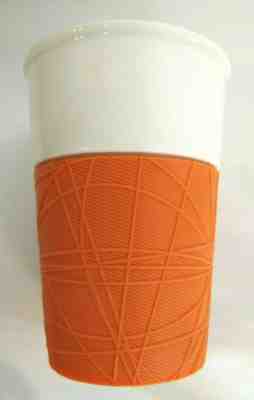RARE Starbucks 8oz Peach 2013 Travel Coffee Mug Cup Tumbler w/ Lid Rubber Grip - Sold on eBay Jan, 23rd 2020 for $24.99