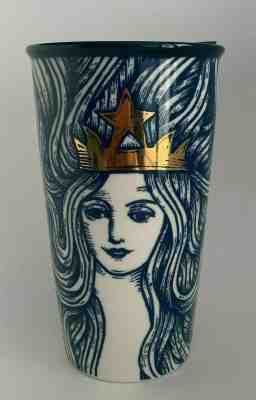 Starbucks 2016 Anniversary Blue Siren Mermaid 12oz Ceramic Tumbler Coffee Cup - Sold on eBay Jan, 23rd 2020 for $59.99