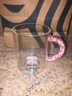 New Starbucks HTF 2020 Confetti Hearts Valentines Day Handle Clear Glass Mug - Sold on eBay Jan, 23rd 2020 for $19.99