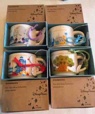 NEW! DISNEY'S STARBUCKS YOU ARE HERE CHRISTMAS ORNAMENTS - SET OF 4 RETIRED - Sold on eBay Jan, 23rd 2020 for $60.00