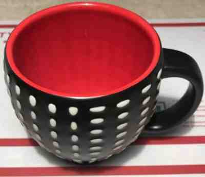 (2) Never Used Starbucks Matte Black Mugs 2008 Raised White Dots & Red Interior - Sold on eBay Jan, 23rd 2020 for $29.99