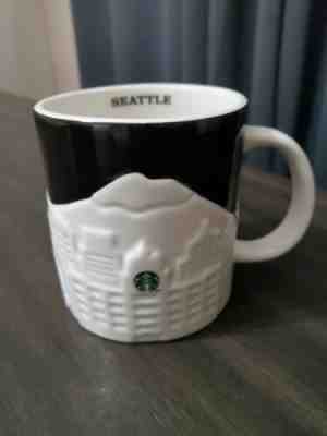 Starbucks SEATTLE Collector Series 2012 Coffee Mug Black White Skyline Ferry - Sold on eBay Jan, 23rd 2020 for $15.97