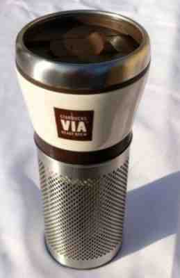 NEW Starbucks VIA Ready Brew Ceramic Metal Travel Tumbler 16 Oz. White Rare Mug - Sold on eBay Jan, 23rd 2020 for $22.00