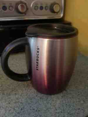 2013 Starbucks Stainless Steel Iridescent PINK mug w top - Sold on eBay Jan, 23rd 2020 for $22.00