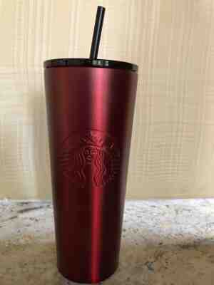 New 2018 Starbucks Stainless Steel Satin Metallic Red Cold Cup Tumbler Mug 24 oz - Sold on eBay Jan, 23rd 2020 for $44.95