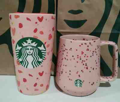 Starbucks 2020 Valentine's Day 14oz Mug & 12oz Tumbler Hearts Sold Out! - Sold on eBay Jan, 23rd 2020 for $47.95
