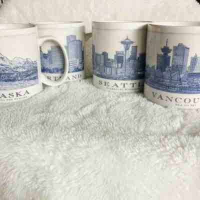 4 Starbucks Coffee Mug City Architecture: Alaska, Vancouver, Seattle, Portland - Sold on eBay Jan, 23rd 2020 for $39.99