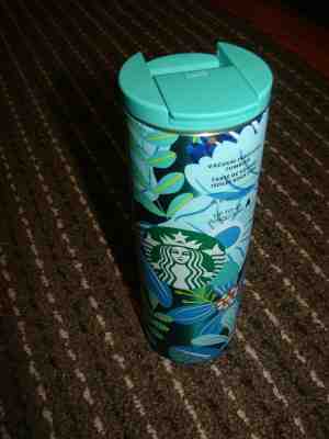Starbucks 16 oz  green flower stinles still insulated Vacuum Tumbler cold  - Sold on eBay Jan, 23rd 2020 for $25.99