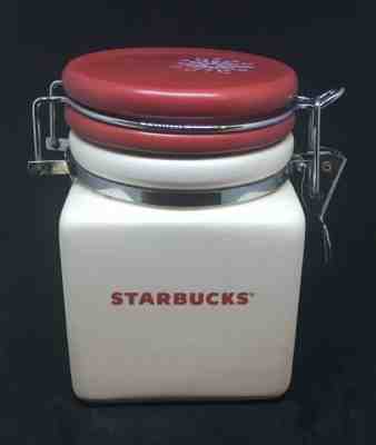 Starbucks Cookie Sugar Jar 13.5 oz Collectible Flour Canister Red Top - Sold on eBay Jan, 23rd 2020 for $22.75
