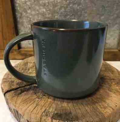 2013 Starbucks Stacking Mug - Sage Green Reactive Glaze - Laser Cut Logo - 14 oz - Sold on eBay Jan, 23rd 2020 for $22.00