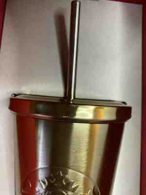 STARBUCKS GOLD STAINLESS STEEL TUMBLER 16oz 2014 DOT COLLECTION METAL STRAW - Sold on eBay Jan, 23rd 2020 for $26.00