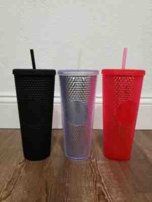 Starbucks Venti Studded Tumblers Matte Black, Silver, Neon Pink New Lot of 3 - Sold on eBay Jan, 22nd 2020 for $154.99