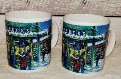 SET 2 VINTAGE STARBUCKS CHRISTMAS MUGS 2000 SEATTLE FARMERS MARKET PIKE STREET  - Sold on eBay Jan, 22nd 2020 for $19.99