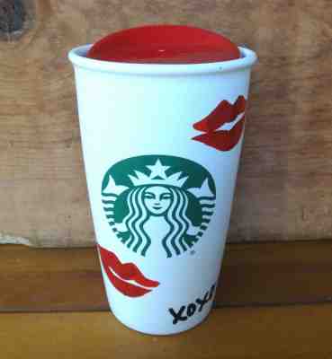 Starbucks 2015 Valentine XOXO Kisses 12 Oz. Coffee Tea Cocoa Travel Mug &Red Lid - Sold on eBay Jan, 22nd 2020 for $24.99