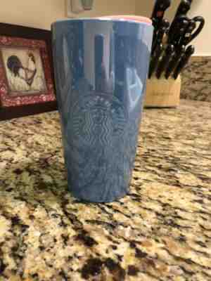 Starbucks 2020 Spring Tumbler Travel Ceramic Mug 12oz Glossy Blue/Coral Lid New! - Sold on eBay Jan, 22nd 2020 for $25.00