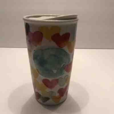 starbucks watercolor hearts ceramic tumbler 10oz  - Sold on eBay Jan, 24th 2020 for $15.20