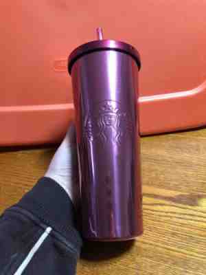 New Starbucks Cold Cup Tumbler 24 Oz Metallic Pink Metal - Sold on eBay Jan, 24th 2020 for $20.50