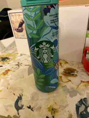 Starbucks 2020 Teal Flowers Stainless Steel Insulated Floral 16 oz Tumbler NWT - Sold on eBay Jan, 24th 2020 for $25.95