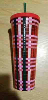 Starbucks Ban.do Holiday Cold Cup Tumbler 24 Oz. Red Plaid 2018 Bando - Sold on eBay Jan, 24th 2020 for $25.00