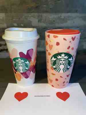 Starbucks 2020 Valentines Ceramic Tumbler and Reusable Plastic Cup Hearts  - Sold on eBay Jan, 24th 2020 for $48.00